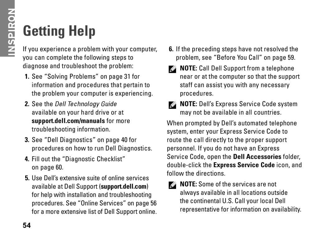 Dell P09T setup guide Getting Help 