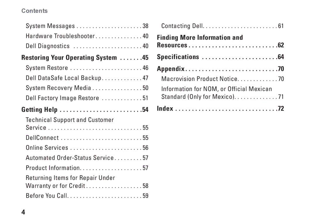 Dell P09T setup guide Index 