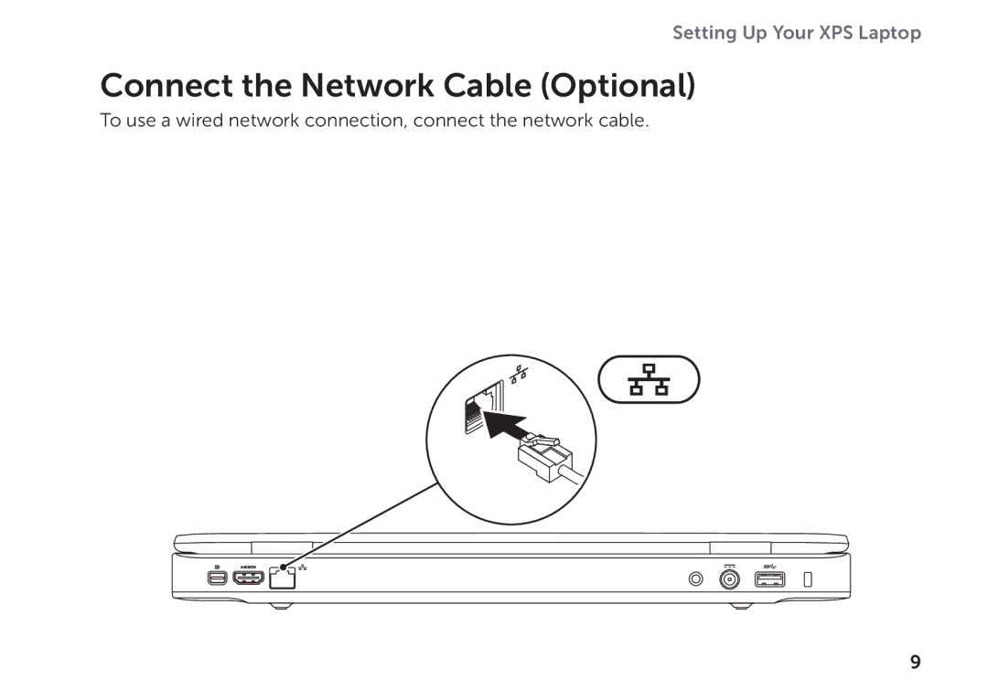 Dell P11F setup guide Connect the Network Cable Optional 