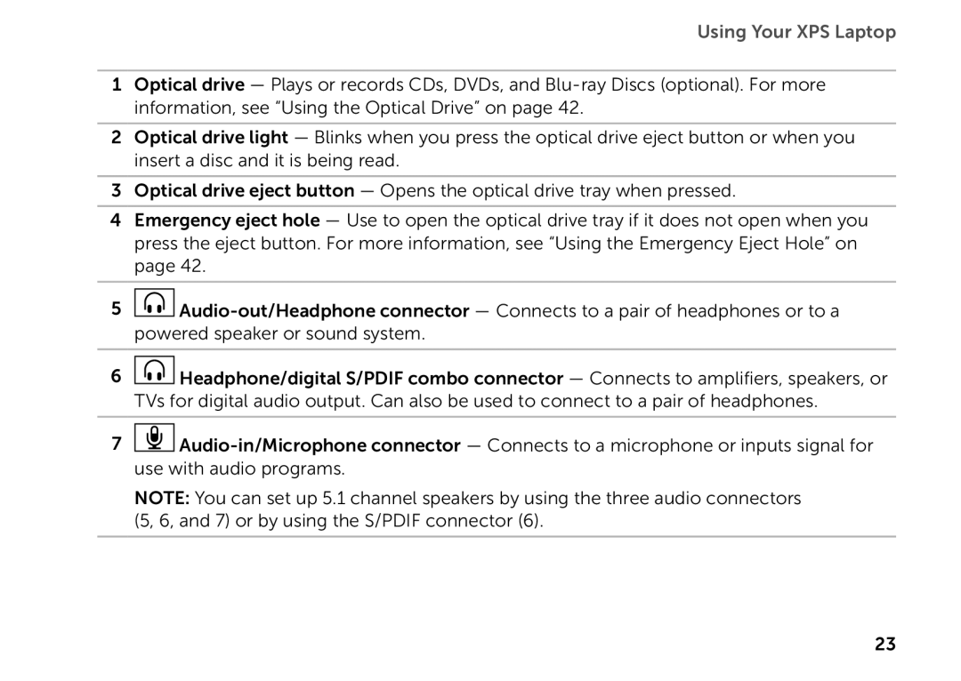 Dell P11F setup guide Using Your XPS Laptop 