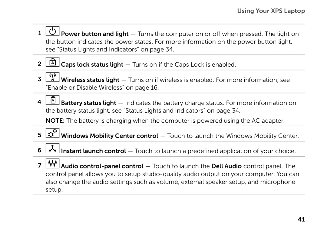 Dell P11F setup guide Using Your XPS Laptop 