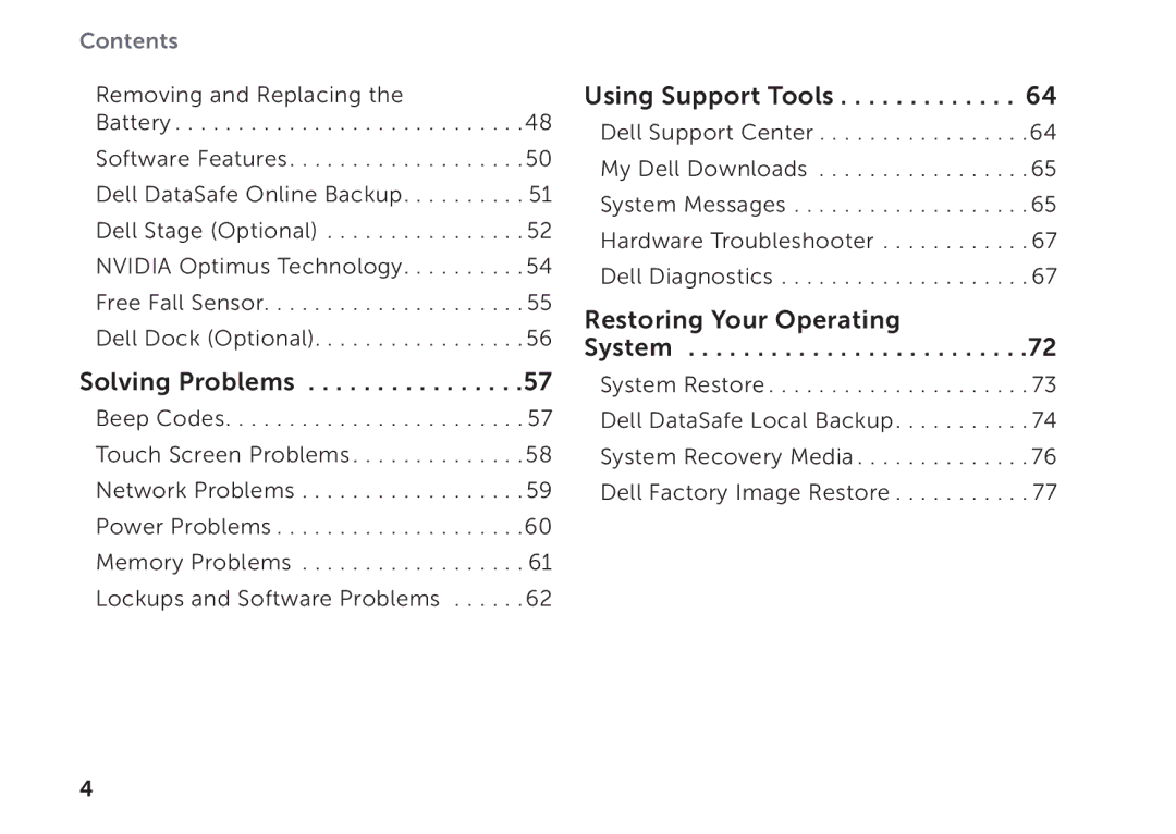 Dell P11F setup guide Solving Problems 