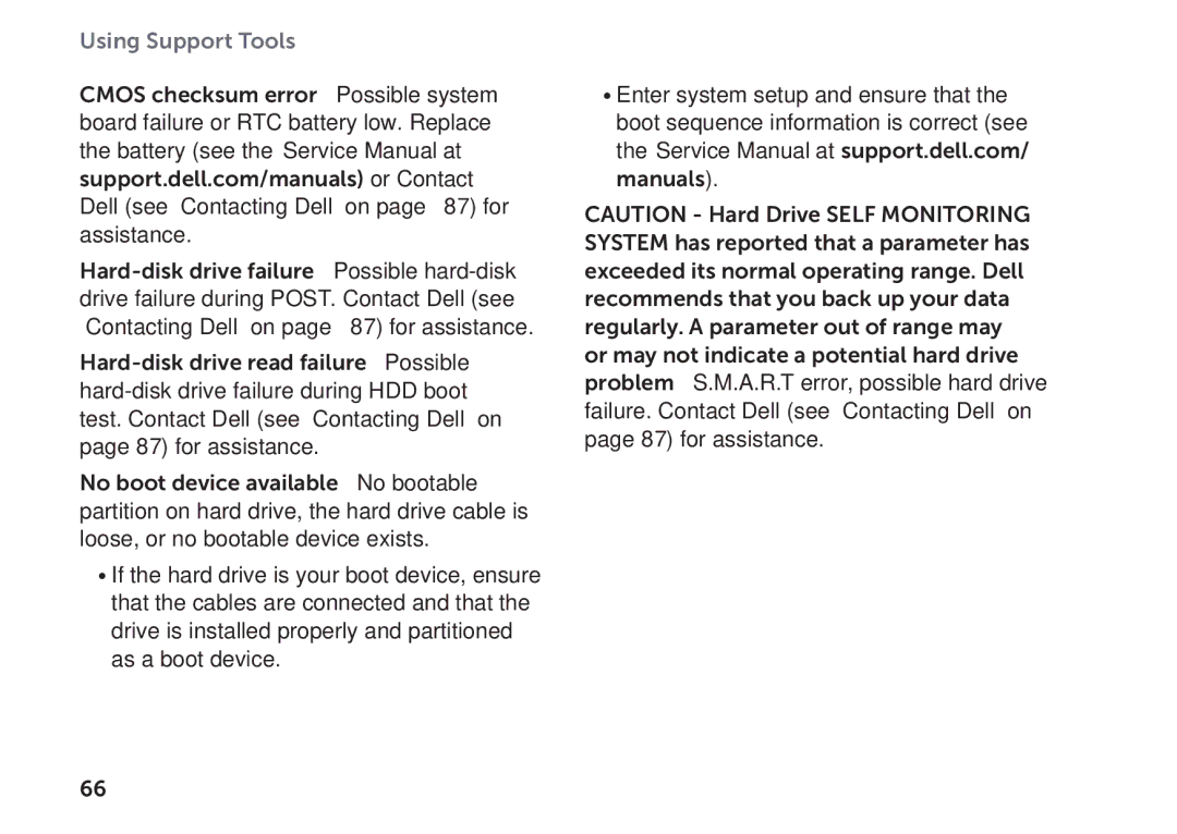 Dell P11F setup guide Using Support Tools 