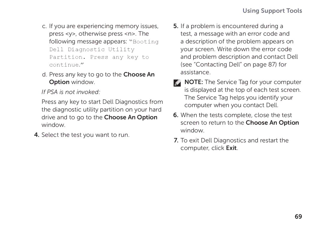 Dell P11F setup guide If PSA is not invoked 