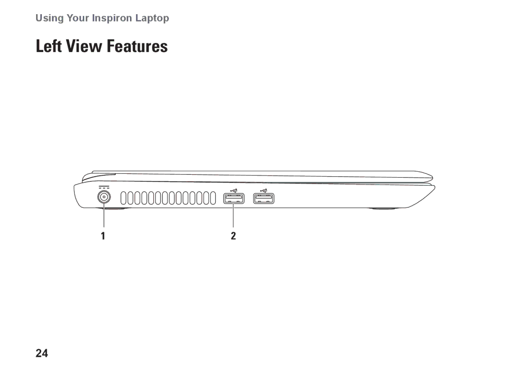 Dell M301Z, P11S002, HYD06 setup guide Left View Features 