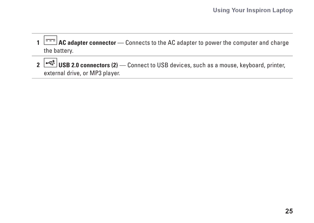 Dell P11S002, HYD06, M301Z setup guide Using Your Inspiron Laptop 