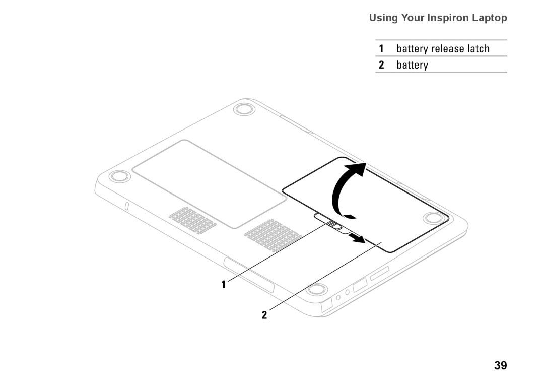 Dell M301Z, P11S002, HYD06 setup guide Battery release latch 