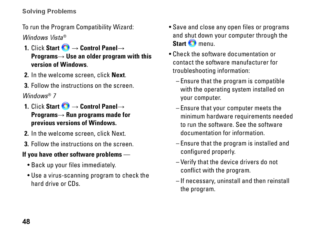 Dell M301Z, P11S002, HYD06 setup guide To run the Program Compatibility Wizard 