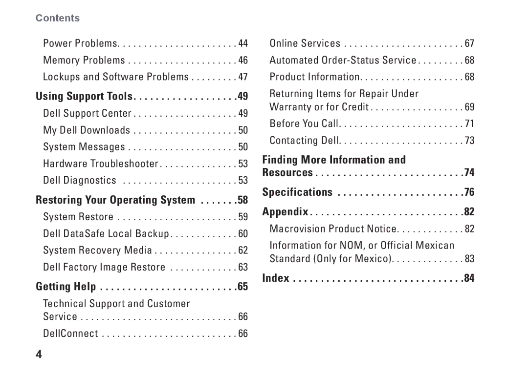 Dell P11S002, HYD06, M301Z setup guide Index 