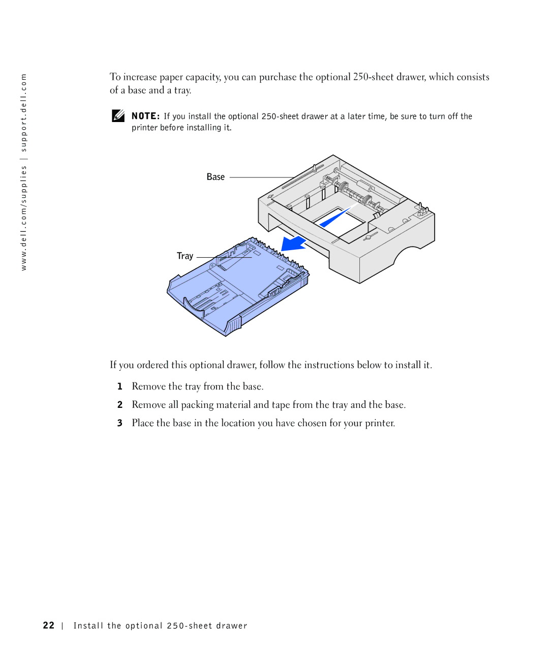 Dell P1500 owner manual Base Tray 