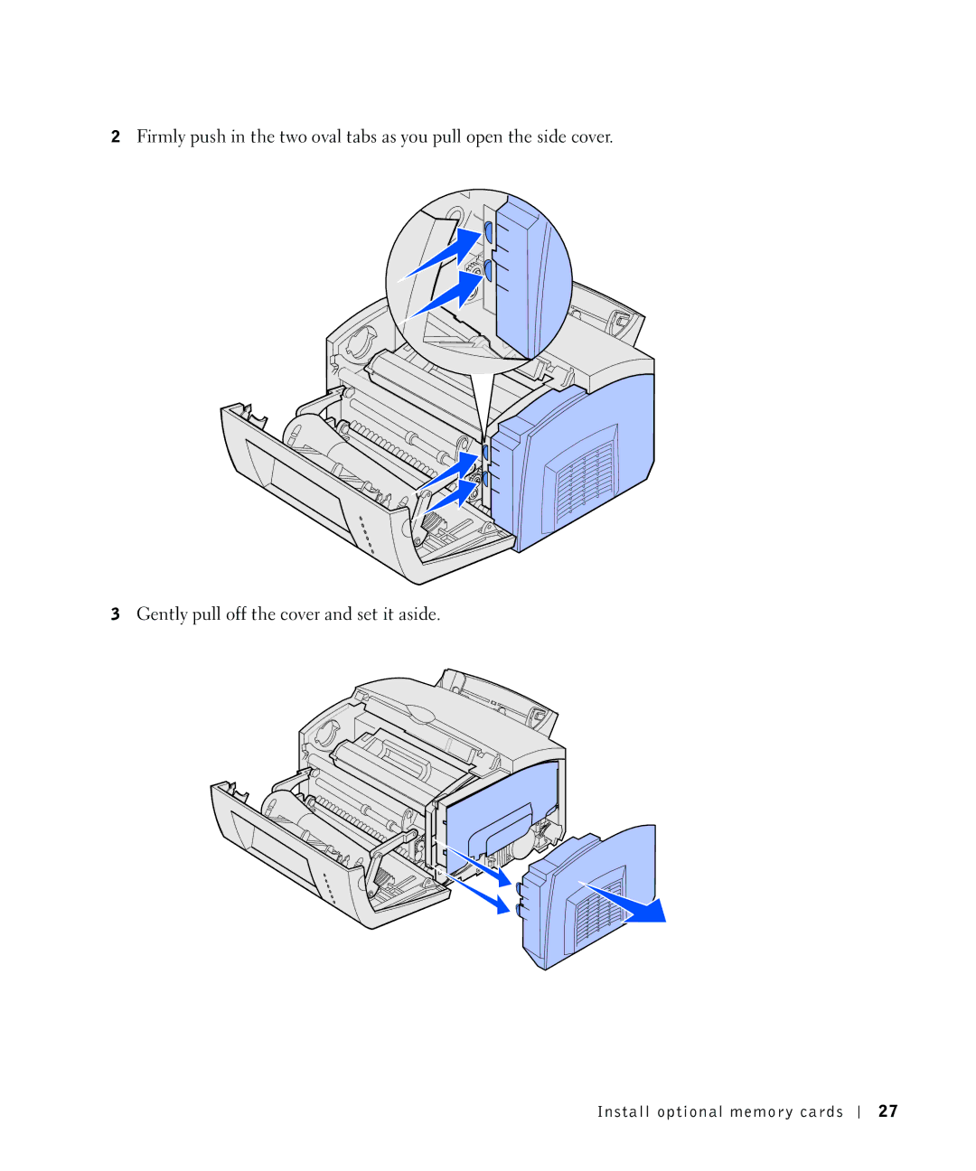 Dell P1500 owner manual Install optional memor y cards 