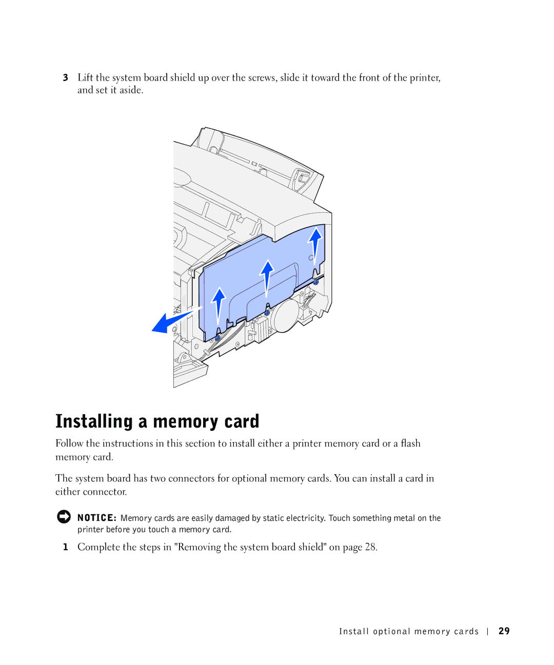 Dell P1500 owner manual Installing a memory card 