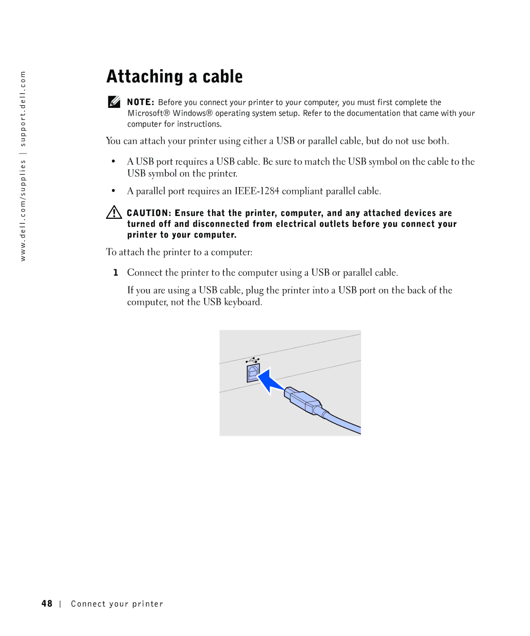 Dell P1500 owner manual Attaching a cable 