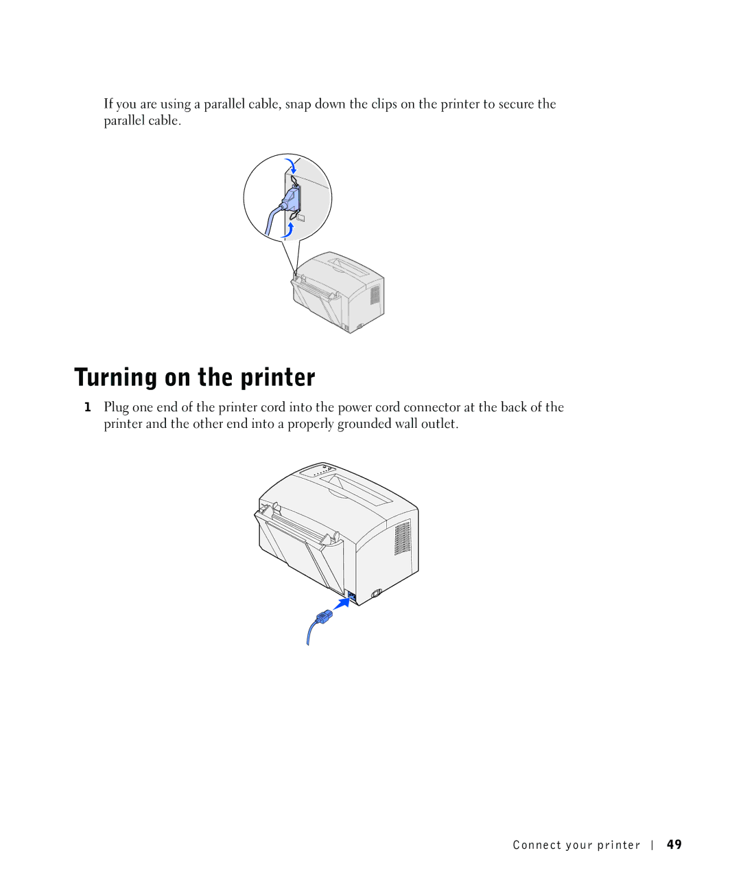 Dell P1500 owner manual Turning on the printer 