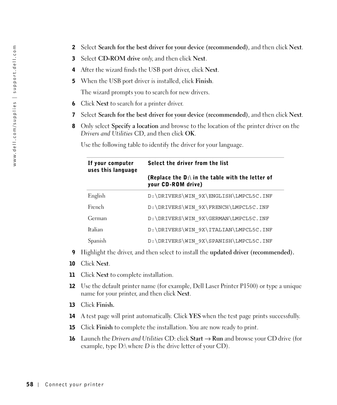 Dell P1500 owner manual Click Finish 