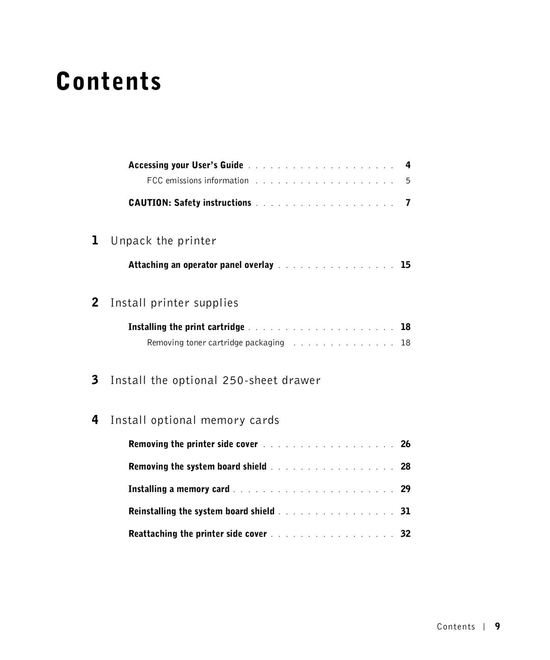 Dell P1500 owner manual Contents 