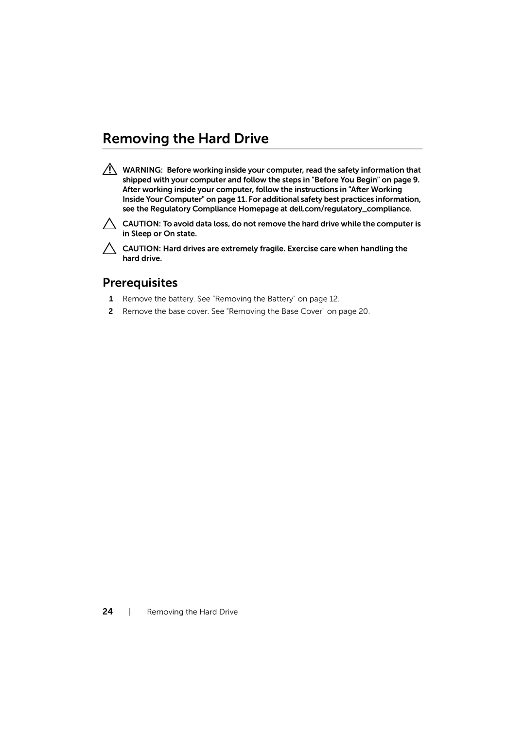 Dell P17E owner manual Removing the Hard Drive 