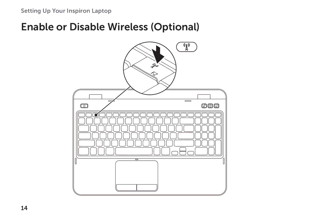 Dell P17F setup guide Enable or Disable Wireless Optional 