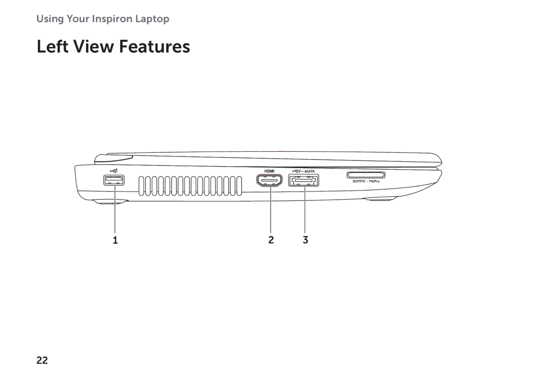 Dell P17F setup guide Left View Features 