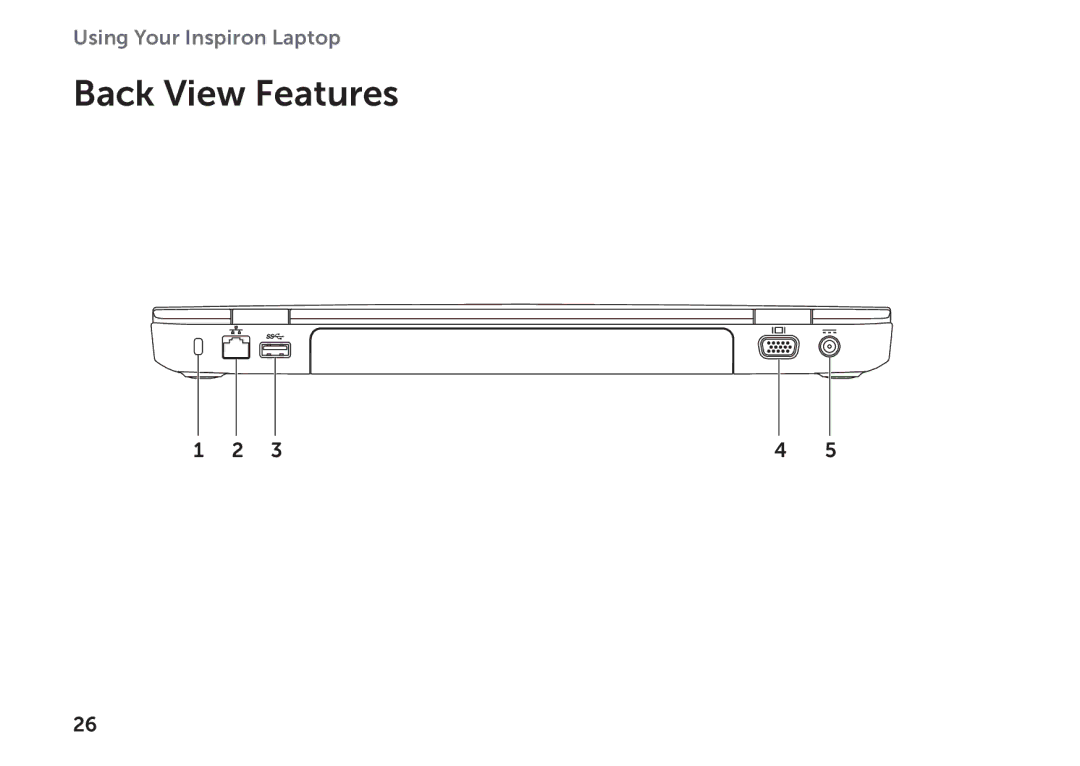 Dell P17F setup guide Back View Features 