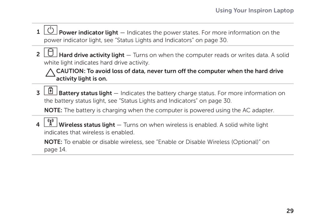 Dell P17F setup guide Using Your Inspiron Laptop 