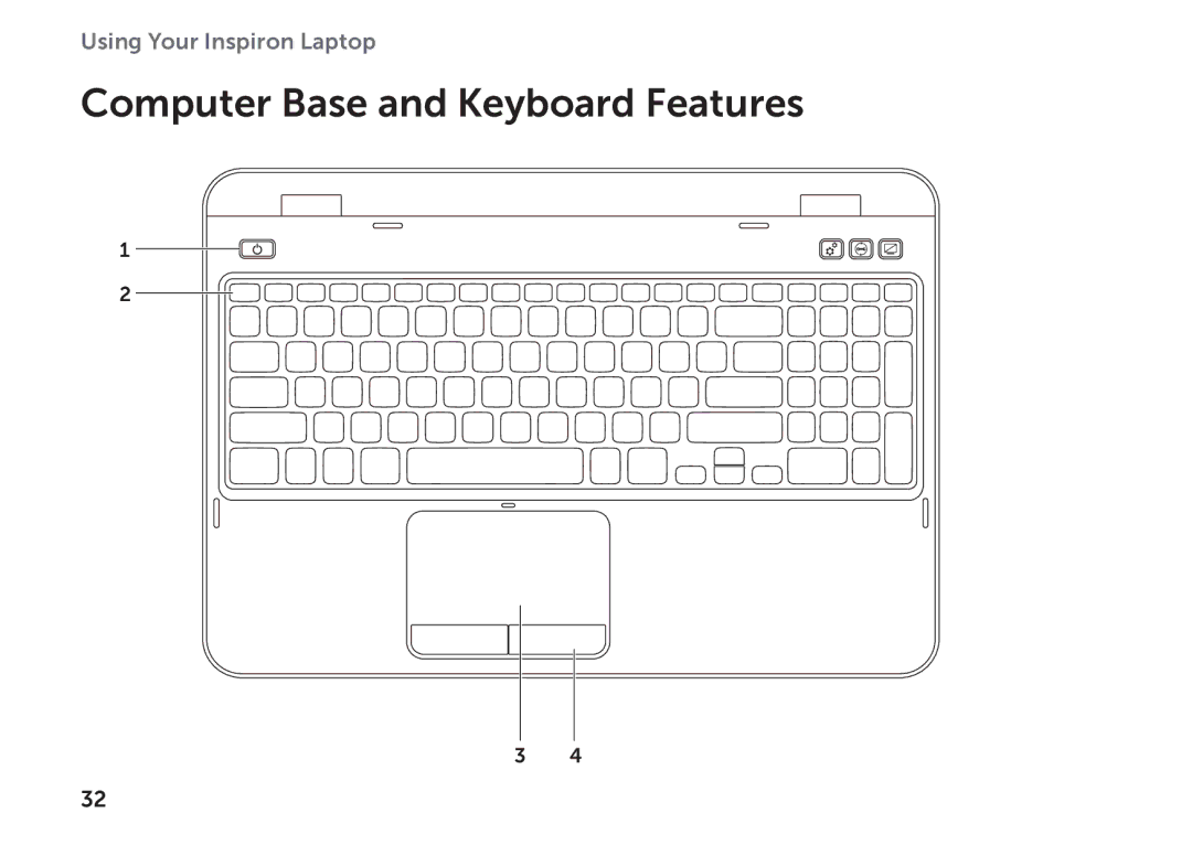 Dell P17F setup guide Computer Base and Keyboard Features 