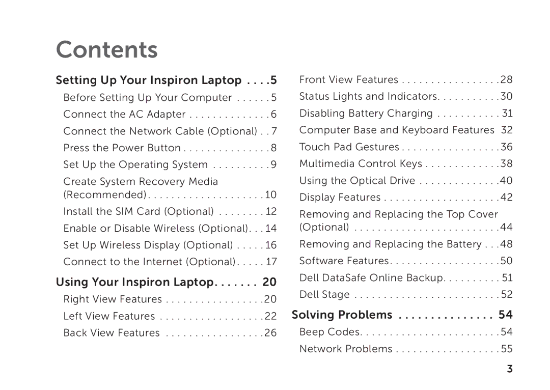 Dell P17F setup guide Contents 