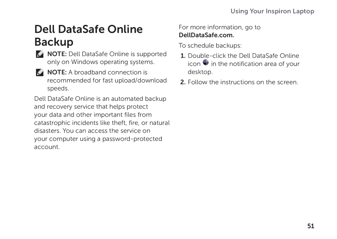 Dell P17F setup guide Dell DataSafe Online Backup 