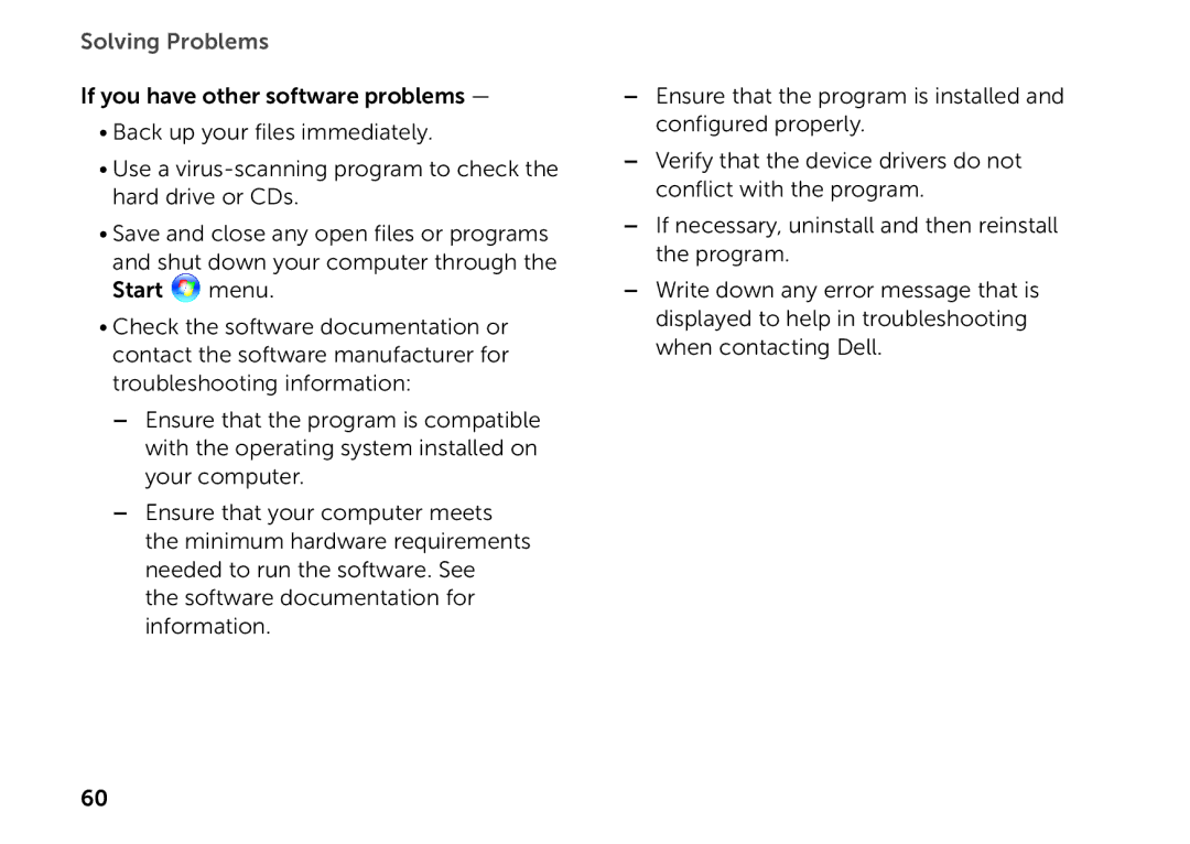 Dell P17F setup guide Solving Problems 