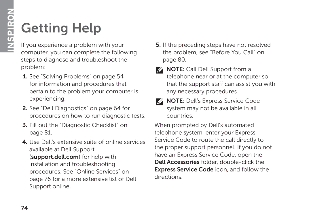 Dell P17F setup guide Getting Help 