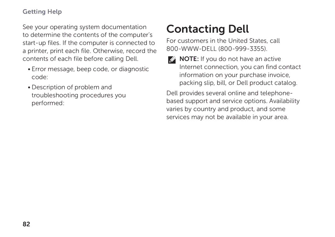 Dell P17F setup guide Contacting Dell 