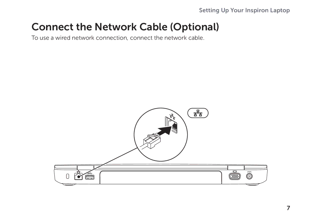 Dell P17F setup guide Connect the Network Cable Optional 