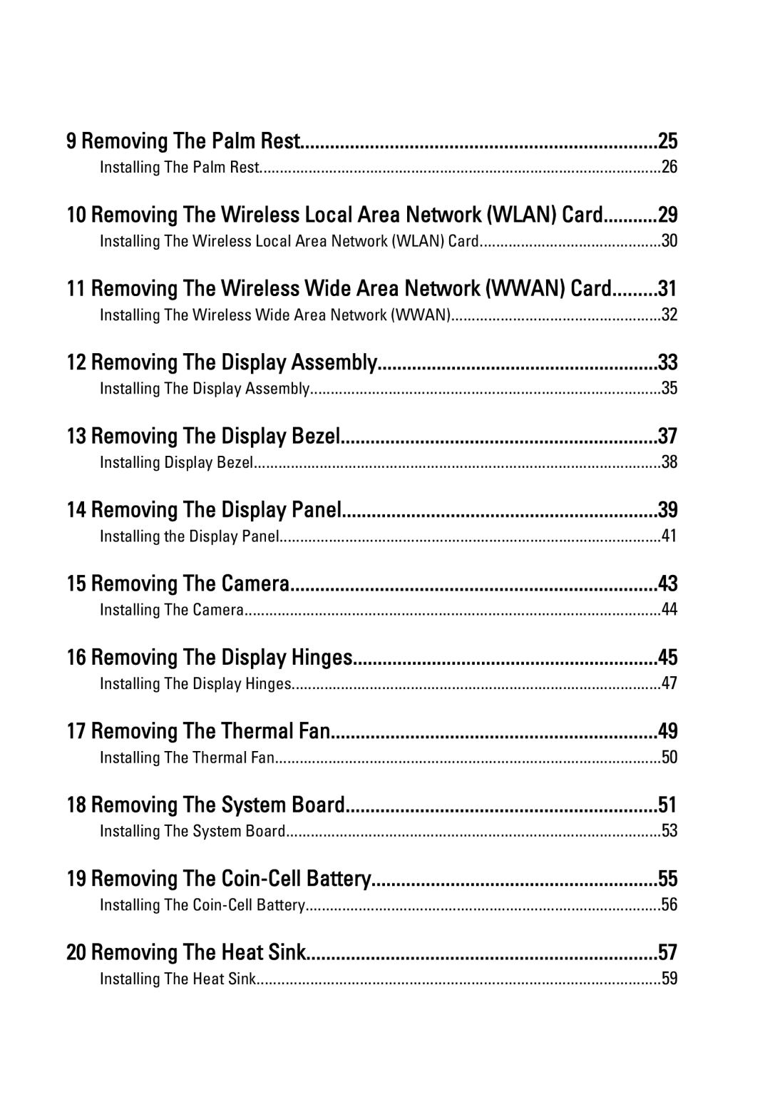 Dell P18S owner manual Removing The Wireless Local Area Network Wlan Card 