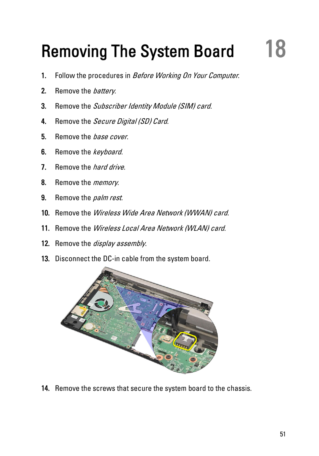 Dell P18S owner manual Removing The System Board 