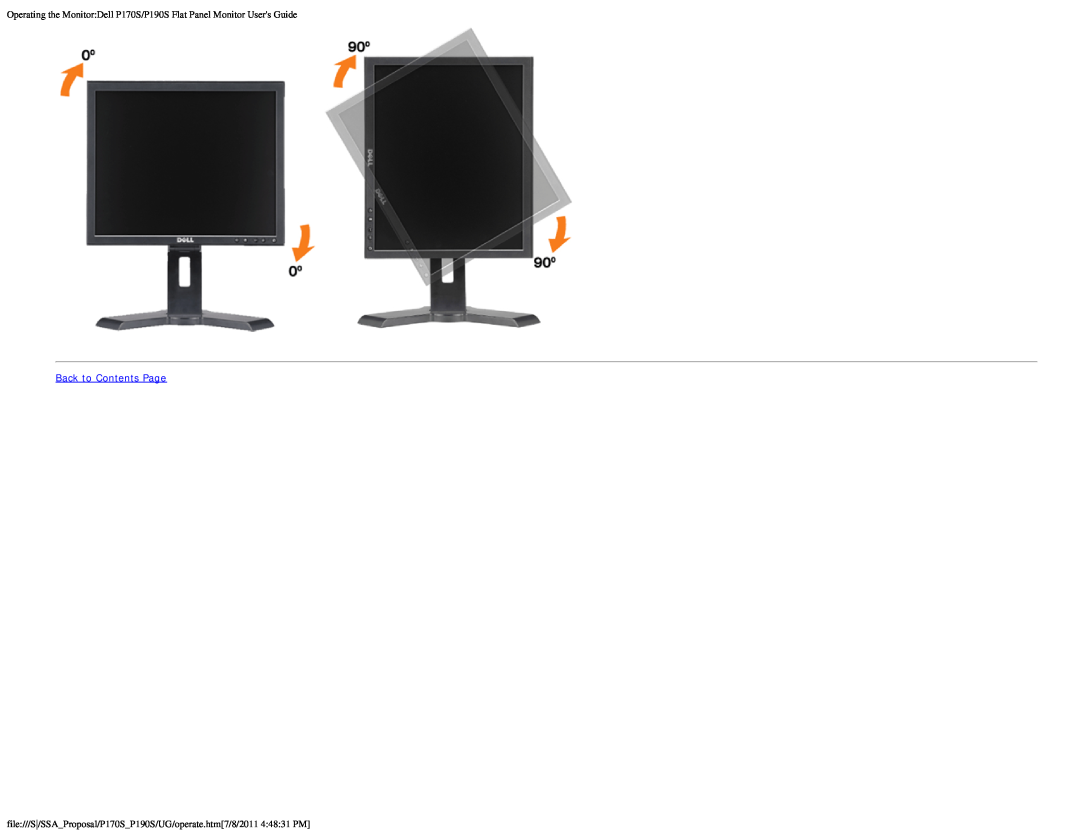 Dell P170s appendix Operating the MonitorDell P170S/P190S Flat Panel Monitor Users Guide, Back to Contents Page 