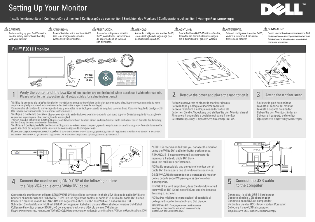 Dell P2011H manual 