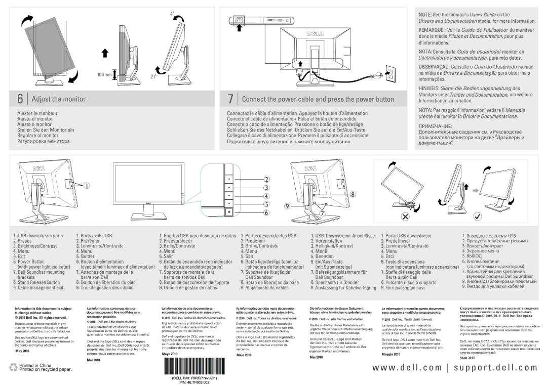 Dell P2011H manual 