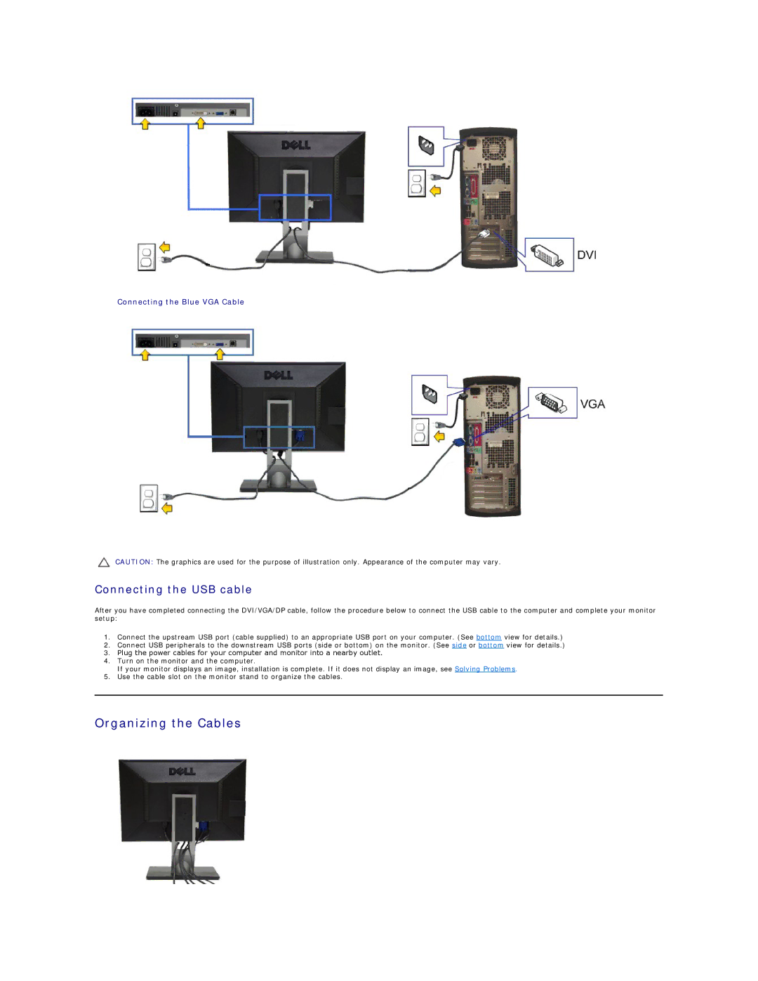 Dell P2011H appendix Organizing the Cables, Connecting the USB cable 