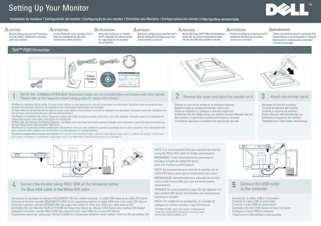 Dell P2011H manual 