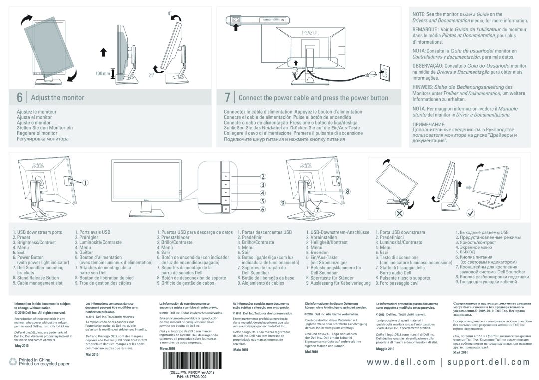 Dell P2011H manual 