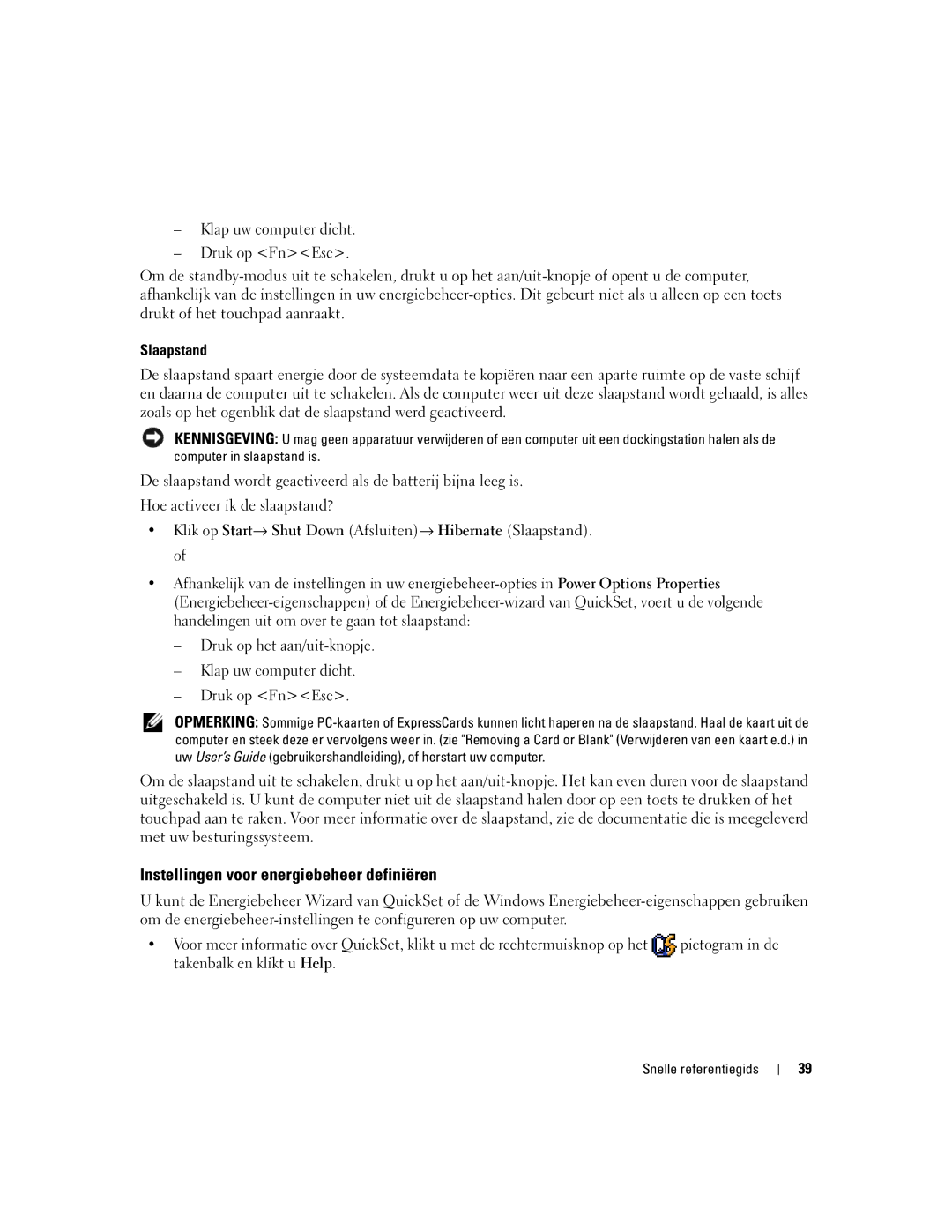 Dell JD925, P21L manual Instellingen voor energiebeheer definiëren, Slaapstand 