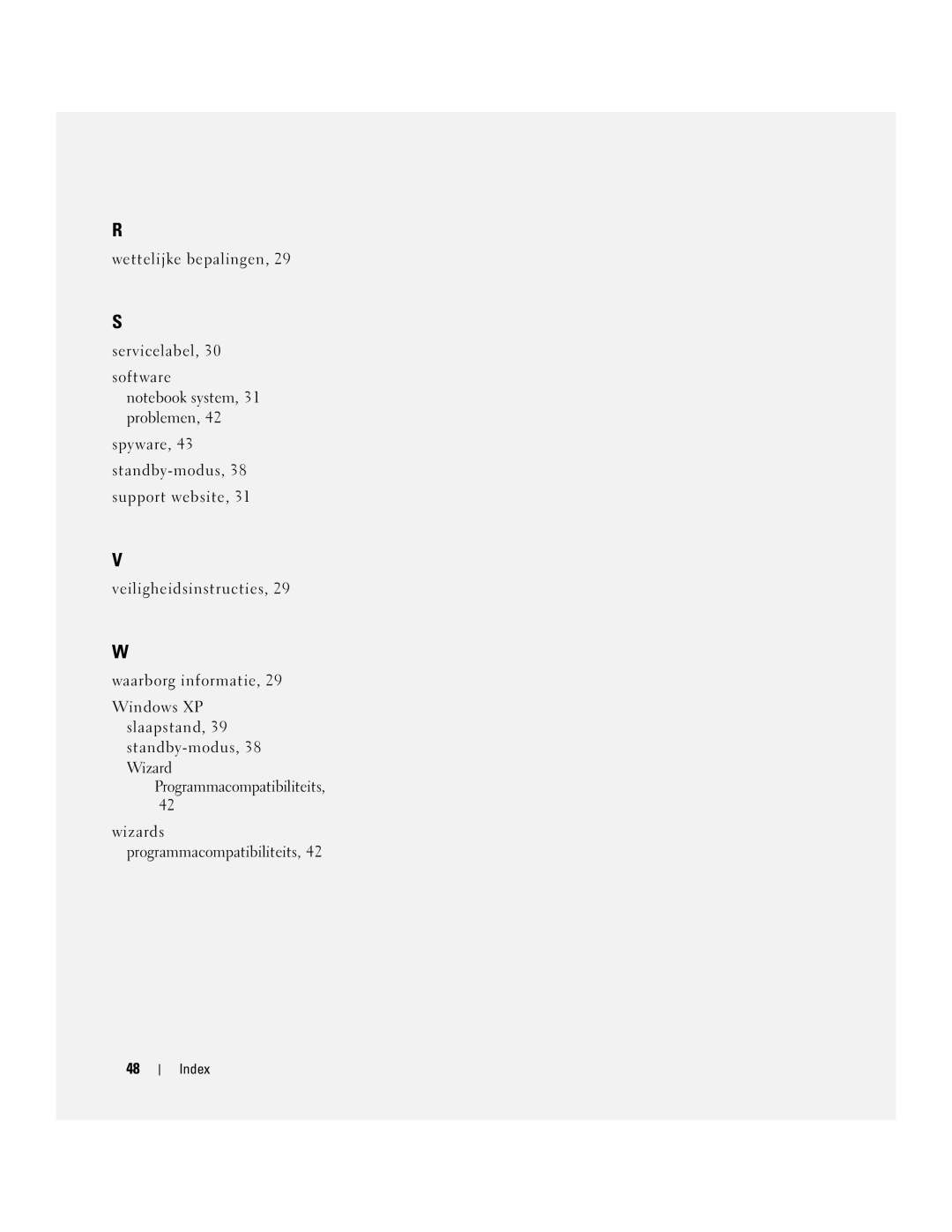 Dell P21L, JD925 manual Index 