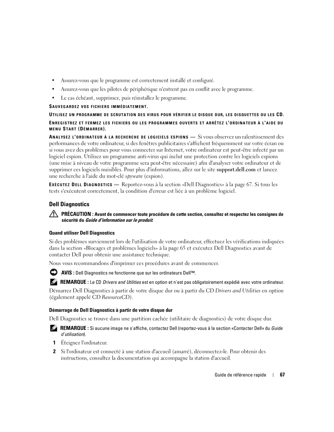 Dell JD925, P21L manual Quand utiliser Dell Diagnostics, Démarrage de Dell Diagnostics à partir de votre disque dur 