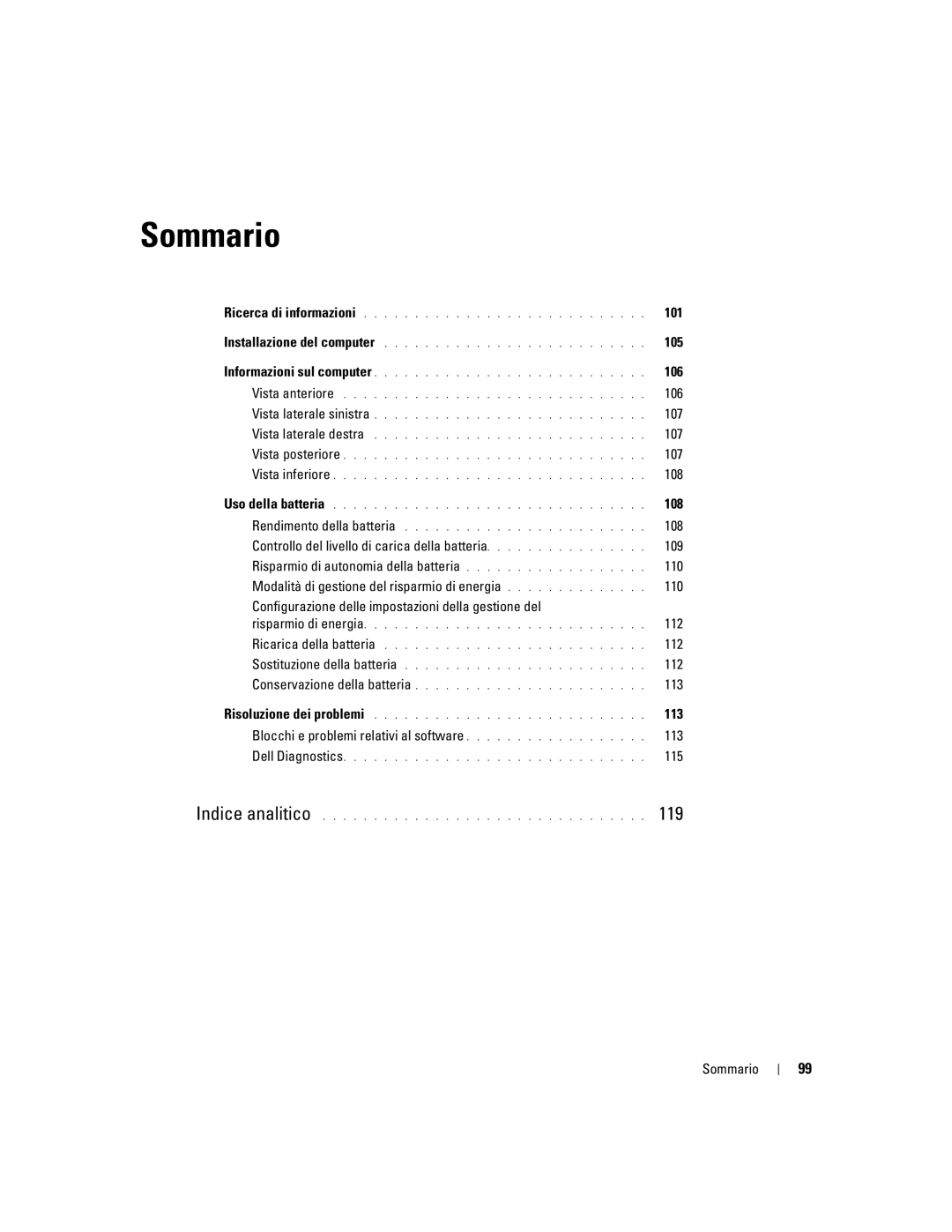 Dell JD925, P21L manual 101, 105, 106, 107, 108, 112, Blocchi e problemi relativi al software 113, 115, Sommario 