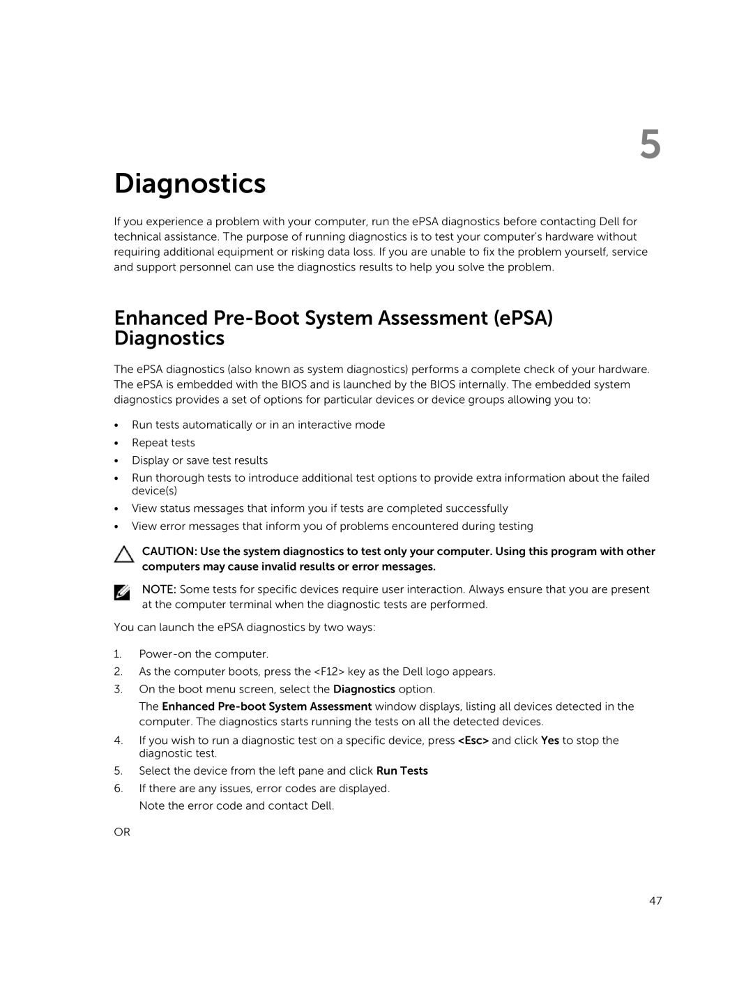 Dell P21T owner manual Enhanced Pre-Boot System Assessment ePSA Diagnostics 