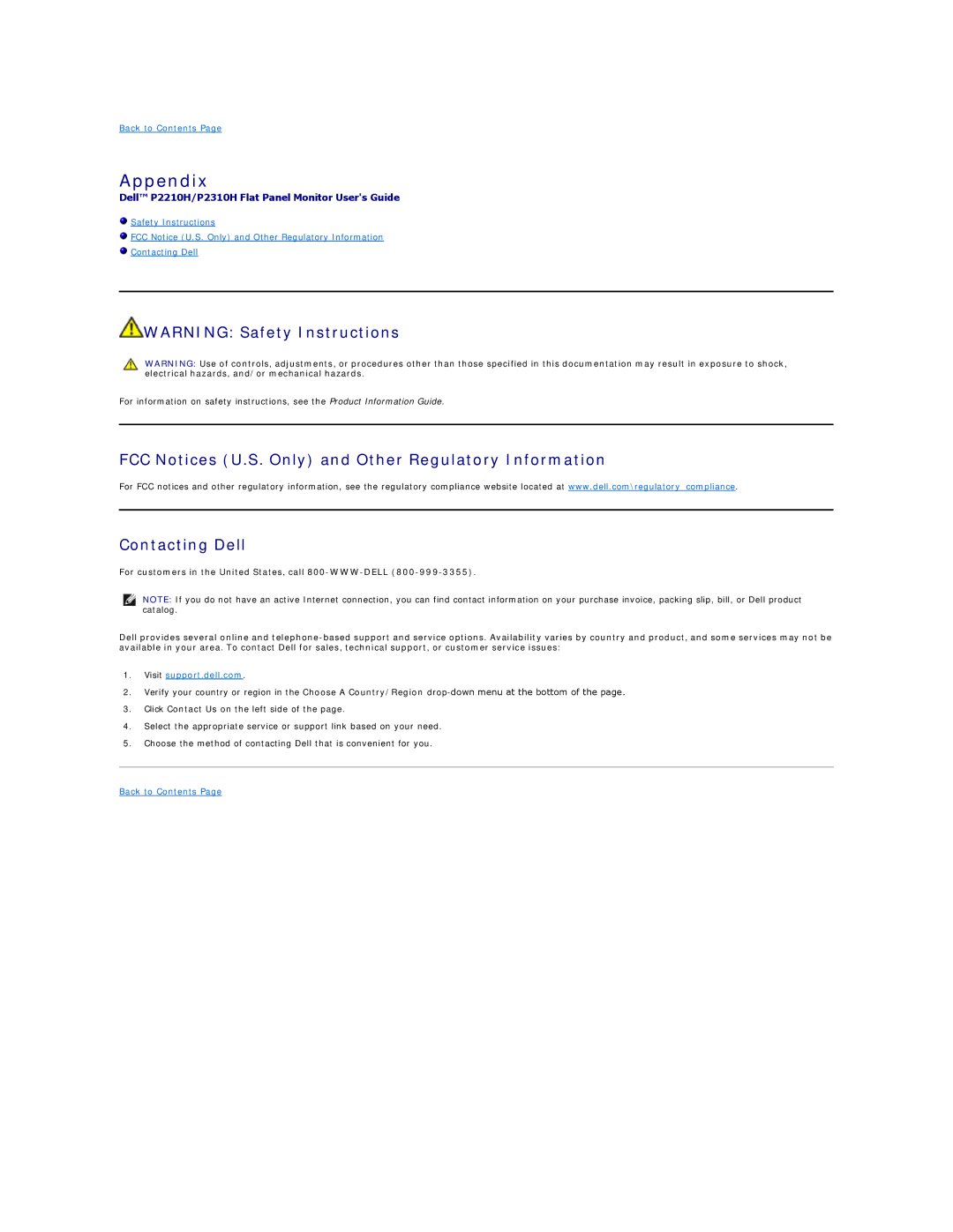 Dell P221-OH appendix Appendix, Visit support.dell.com 