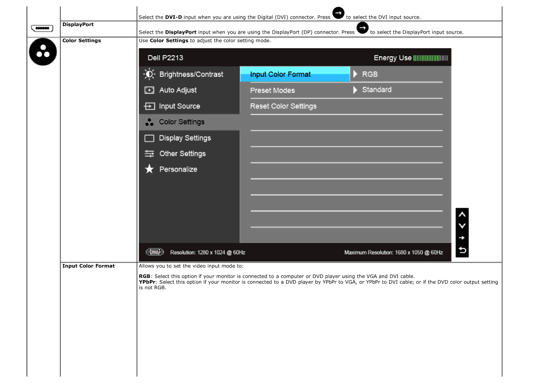 Dell P2213T, P2213F, P1913T, P1913SF, P1913SB, P1913b manual DisplayPort 