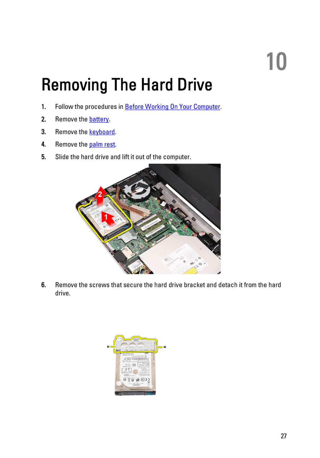 Dell P22G owner manual Removing The Hard Drive 