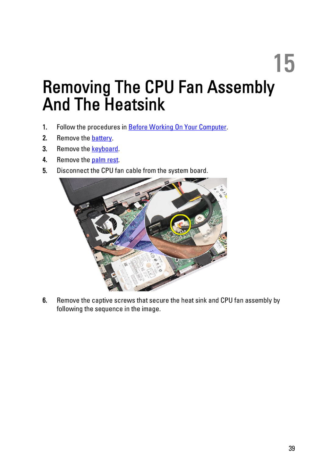 Dell P22G owner manual Removing The CPU Fan Assembly And The Heatsink 