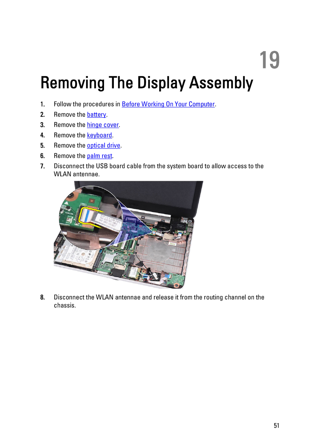 Dell P22G owner manual Removing The Display Assembly 